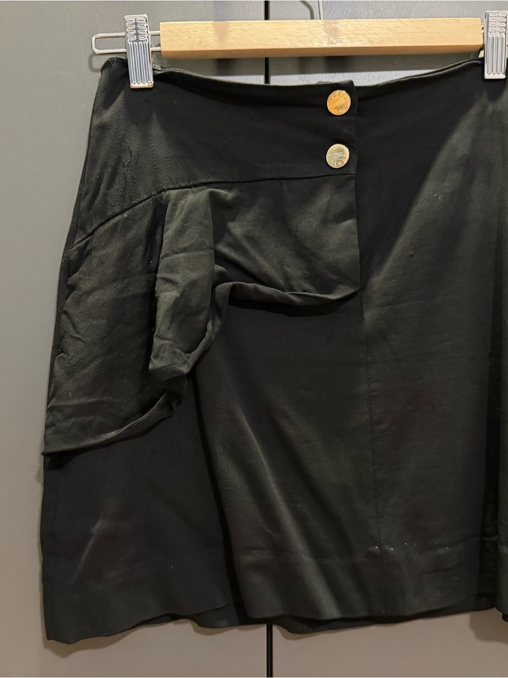 Sandro Black Mini Skirt with Gold Buttons